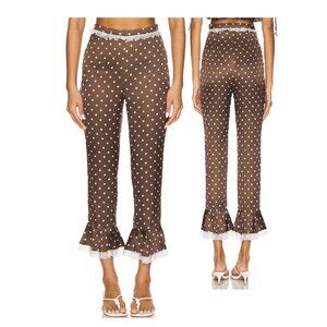 NEW FOR LOVE AND LEMONS CHOCOLATE DOT CAPRI PANTS SIZE S